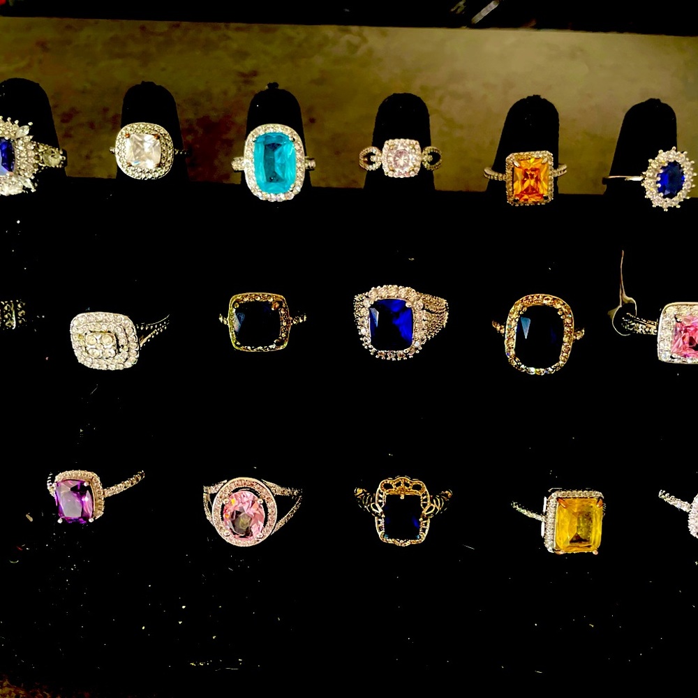 Valentines Day Rings! 18 Rings size 6-7 Price is for all rings plus display.